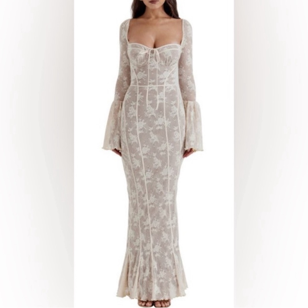 House of CB DELILAH VINTAGE CREAM LACE MAXI DRESS